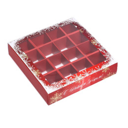Коробка под 16 конфет, 17,7х17,7х3,8 см "Новогоднее настроение"