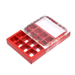 Коробка под 16 конфет, 17,7х17,7х3,8 см "Новогоднее настроение"