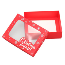 Коробка подарочная «С Новым годом», красная, 16,5 × 12.5 × 5 см