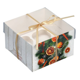 Коробка для капкейка «Хвоя, корица, апельсин», 16 * 16 * 10 см