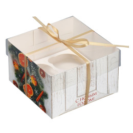 Коробка для капкейка «Хвоя, корица, апельсин», 16 * 16 * 10 см