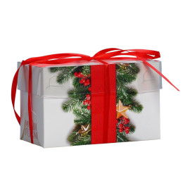 Коробка для капкейка «С Новым годом», хвоя и ягоды, 16 × 8 × 10 см