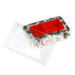 Коробка под 2 конфеты с ячейками «С Новым годом!», 10 х 6 х 3 см