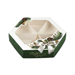 Коробка складная «С Новым годом!», еловые веточки, 23 × 23× 4 см