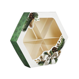 Коробка складная «С Новым годом!», еловые веточки, 23 × 23× 4 см