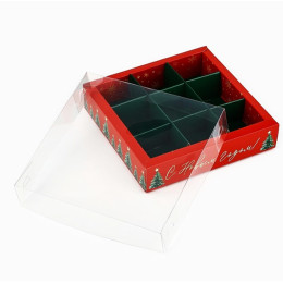 Коробка под 9 конфет с ячейками «Ёлочки», 14,5 х 14,5 х 3 см