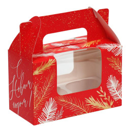 Коробочка для кексов «Красная С НГ», 16 × 10 × 8 см