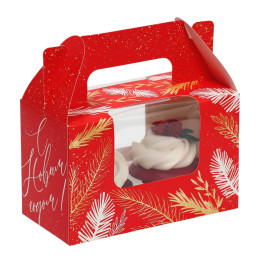 Коробочка для кексов «Красная С НГ», 16 × 10 × 8 см