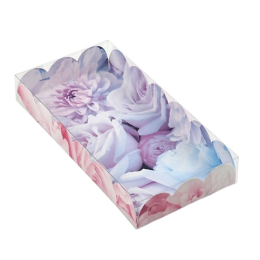 Коробка для кондитерских изделий с PVC-крышкой «Пионы», 10.5 * 21 * 3 см
