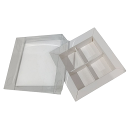 Коробка для конфет с пластиковой крышкой, 4 ячейки