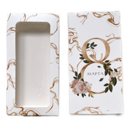 Коробка для шоколада с окном «8 Марта» (17,3×8,8×1,5 см)