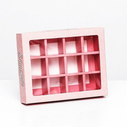 Коробка под 12 конфет "8 марта" (19х15х3,6 см)