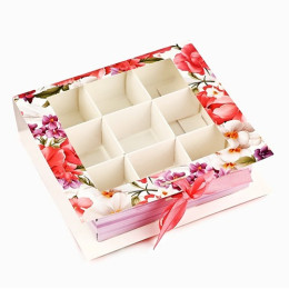 Коробка под 9 конфет с ячейками «Самой прекрасной», 14,8 х 13,5 х 3,5 см