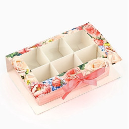 Коробка под 6 конфет с ячейками «Подарок», 14,8 х 9,5 х 3,5 см