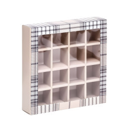 Коробка под 16 конфет, "Мужской" 17,7 х 17,7 х 3,8 см