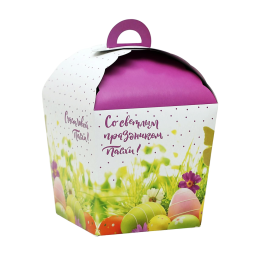 Коробка для кулича "Светлой Пасхи!", в крапинку, 17 х 17 х 26 см