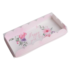 Коробка для кондитерских изделий с PVC-крышкой «Happy your day», 21 × 10,5 × 3 см