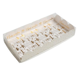 Коробка для кондитерских изделий с PVC крышкой «I love winter», 10.5 × 21 × 3 см