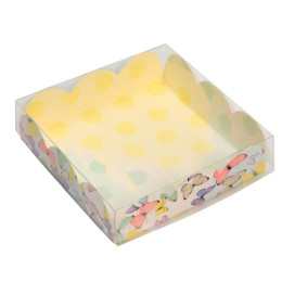 Коробка для кондитерских изделий с PVC крышкой «Бабочки», 10,5 × 10,5 × 3 см