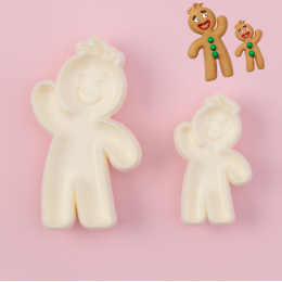 Печати для теста и мастики «Пряничный человек», набор 2 шт., пластик