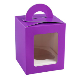 Коробка для 1 капкейка сиреневая (9,2х9,2х11,1 см)