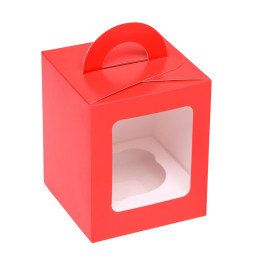 Коробка для 1 капкейка красная (9,2х9,2х11,1 см)