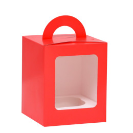 Коробка для 1 капкейка красная (9,2х9,2х11,1 см)