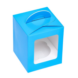 Коробка для 1 капкейка голубая (9,2х9,2х11,1 см)