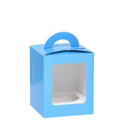 Коробка для 1 капкейка голубая (9,2х9,2х11,1 см)