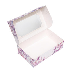 Коробка складная с окном под зефир "Пастельные бабочки", 25 х 15 х 7 см