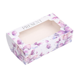 Коробка складная с окном под зефир "Пастельные бабочки", 25 х 15 х 7 см