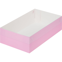 Коробка для десертов с пластиковой крышкой Розовая (25х15х7 см)