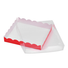 Коробочка для печенья с PVC крышкой, красная, 18 х 18 х 3 см