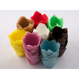 Форма бумажная для выпечки "Тюльпан", желтый, 10 штук