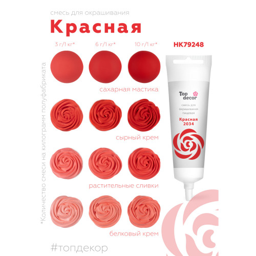 H1: Пищевой гелевый краситель "Красная" 100г для кондитеров