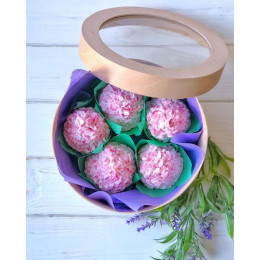 Коробка шляпная круглая с окном Лавандовая (16х7 см)