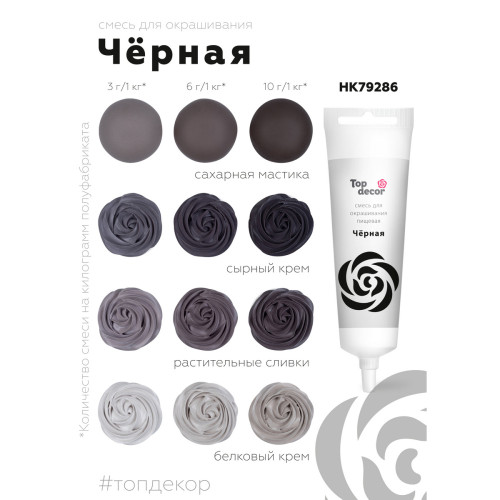 H1: Пищевой гелевый краситель Чёрный 100г для кондитеров