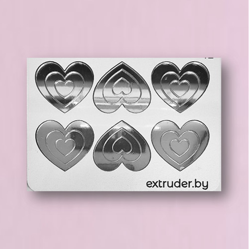 Декор зеркальный акриловый "Сердца", серебро