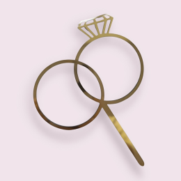 Топпер из акрила "Кольца", 7,8 х 10 см, золото