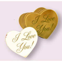 Украшение фигурное "I love you", золото/розовое микс, 4 шт