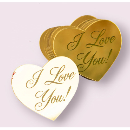 Украшение фигурное "I love you", золото/розовое микс, 4 шт