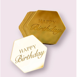 Украшение фигурное "Happy birthday" (2 шт), золото