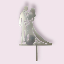 Топпер  пластиковый  "Свадебная пара", серебро