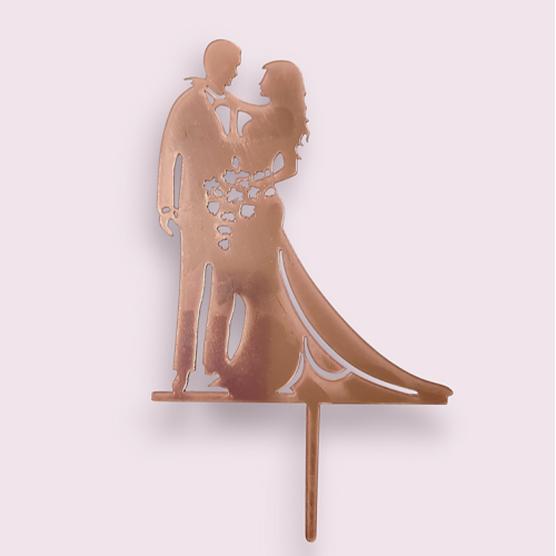 Топпер пластиковый "Свадебная пара", розовое золото по лучшей цене