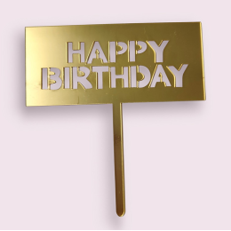 Топпер "Happy birthday", табличка, золото