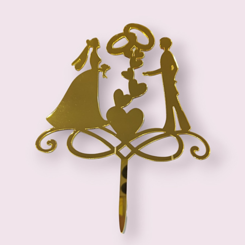 Топпер для торта «Обручальные кольца», золото