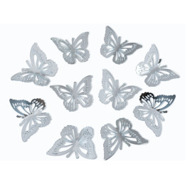 Бабочки из акрила для декора, серебряные, 3 штуки