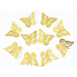 Бабочки из акрила для декора, золотые, 3 штуки