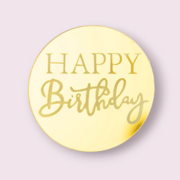 Украшение фигурное - медальоны "Happy birthday", золото, 3 штуки