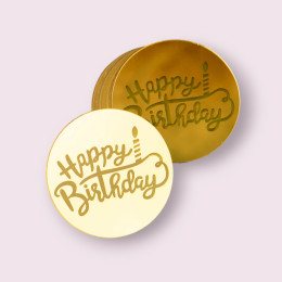 Украшение фигурное- медальоны "Happy birthday" (3 шт), золото